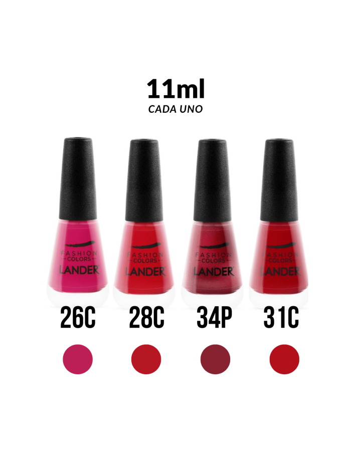 Kit Rojos Claros (26C-28C-34P-31C) X 11 Ml